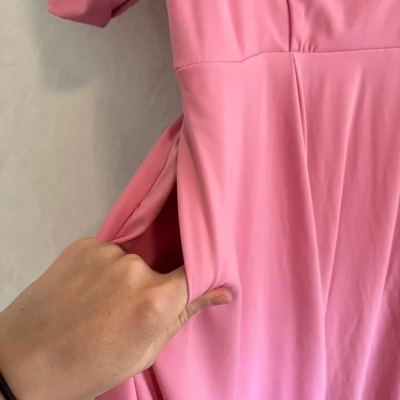 Chelsea Reece Pink Puff Sleeve Midi Dress size 6 - Picture 6 of 11